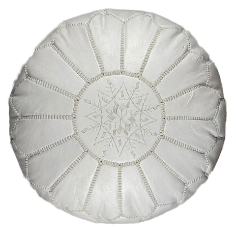 Leder Sitzpouf "White"