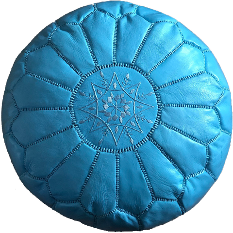 Leder Sitzpouf "Lightblue"