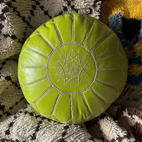 Leder Sitzpouf "Limette"